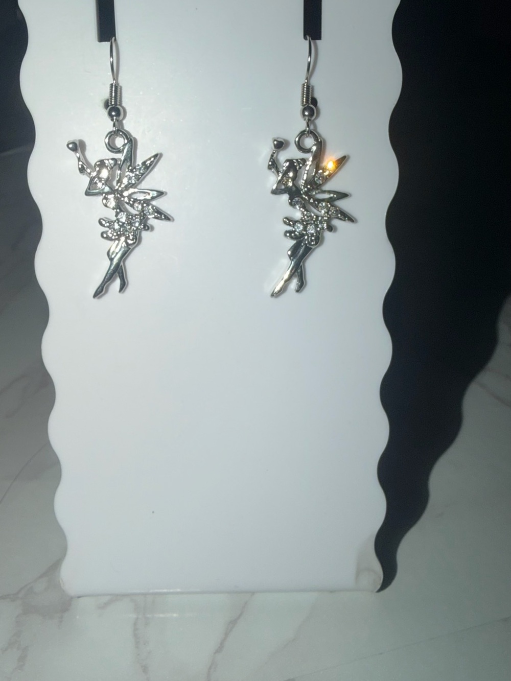 Silver Fairy Charm Drop Earrings - Silver